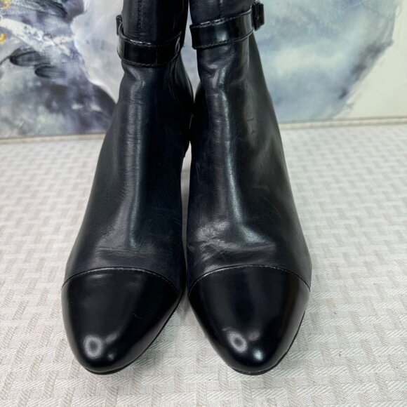 Clarks Womens Leather Knee-High Boots With Buckle Straps & Heels Size 7.5 Black - Picture 3 of 9